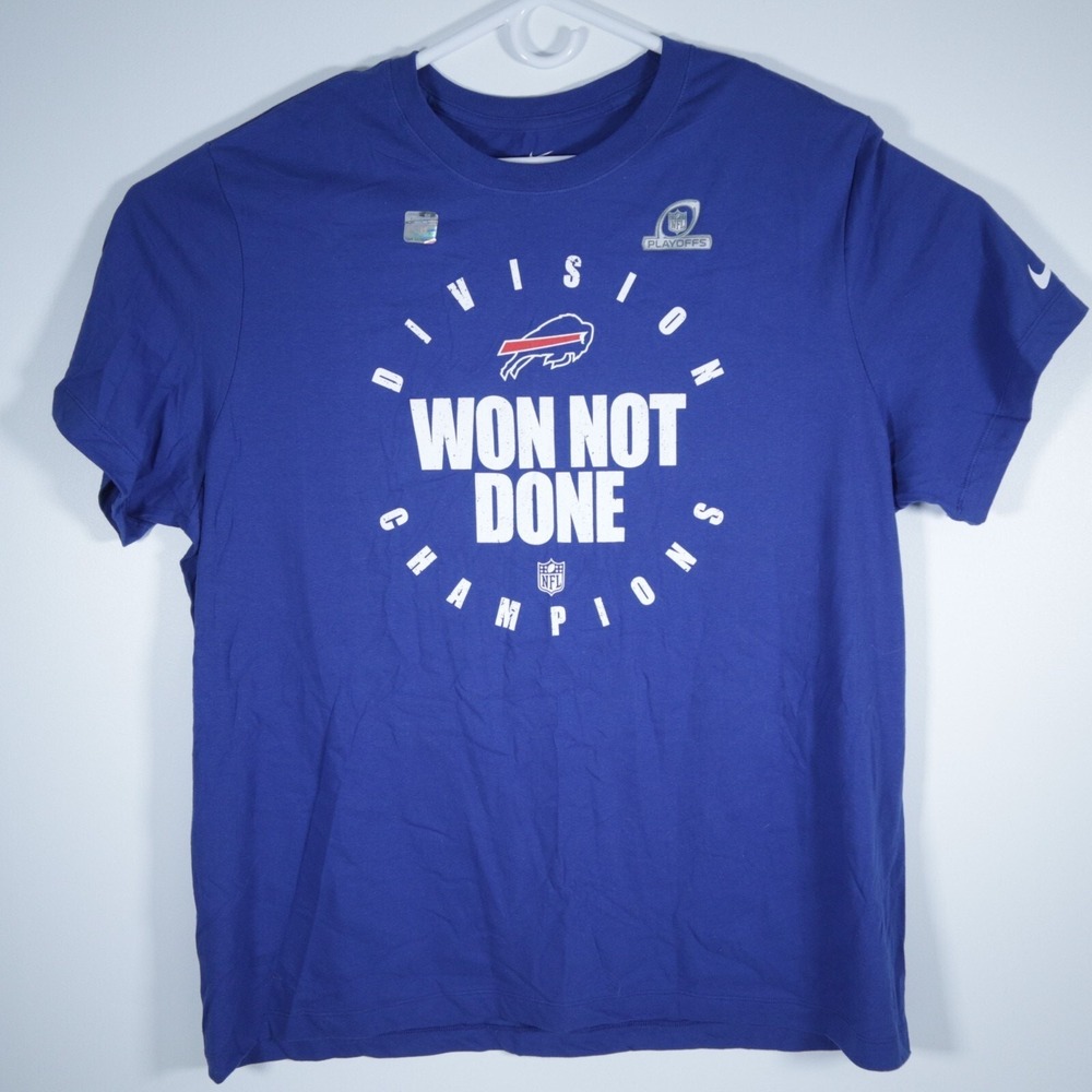 Nike Won Not Done Buffalo Bills Mens 2XL XXL Royal Blue S/S T-shirt